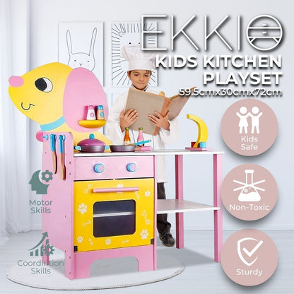 EKKIO Wooden Kitchen Playset for Kids (Puppy Shape Kitchen Set) EK-KP-108-MS