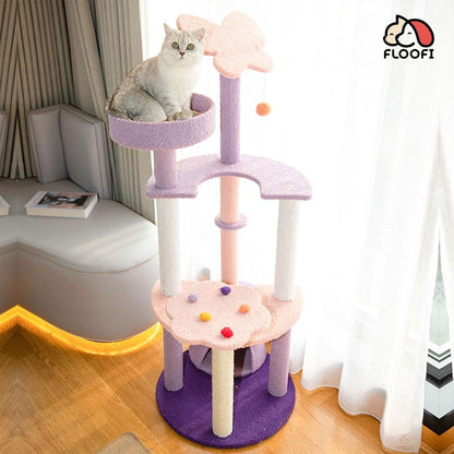 Floofi 160cm Butterfly Plush Cat Condo Cat Tree Pink Purple