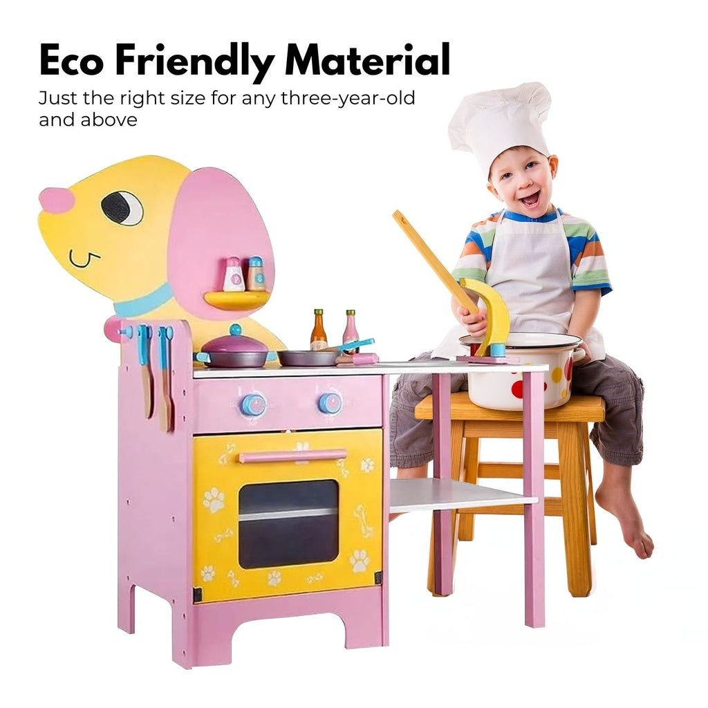 EKKIO Wooden Kitchen Playset for Kids (Puppy Shape Kitchen Set) EK-KP-108-MS