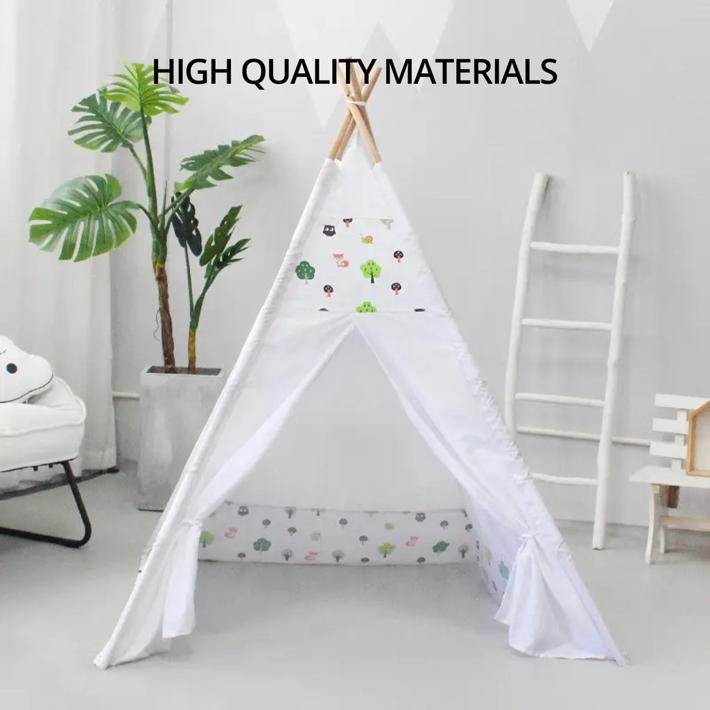 GOMINIMO Kids Teepee Tent with Side Window and Carry Case - White Forest