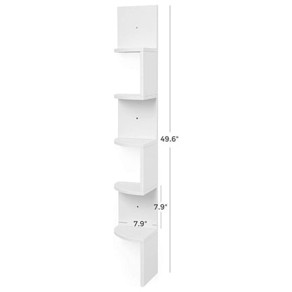 VASAGLE 5-Tier Floating Corner Bookshelf Rustic White LBC72WT