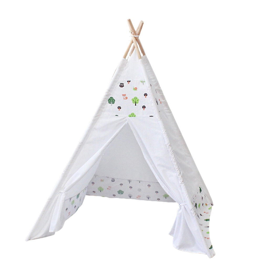 GOMINIMO Kids Teepee Tent with Side Window and Carry Case - White Forest
