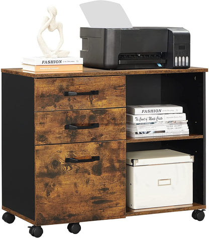 VASAGLE 3 Drawer File Cabinet with Open Compartments