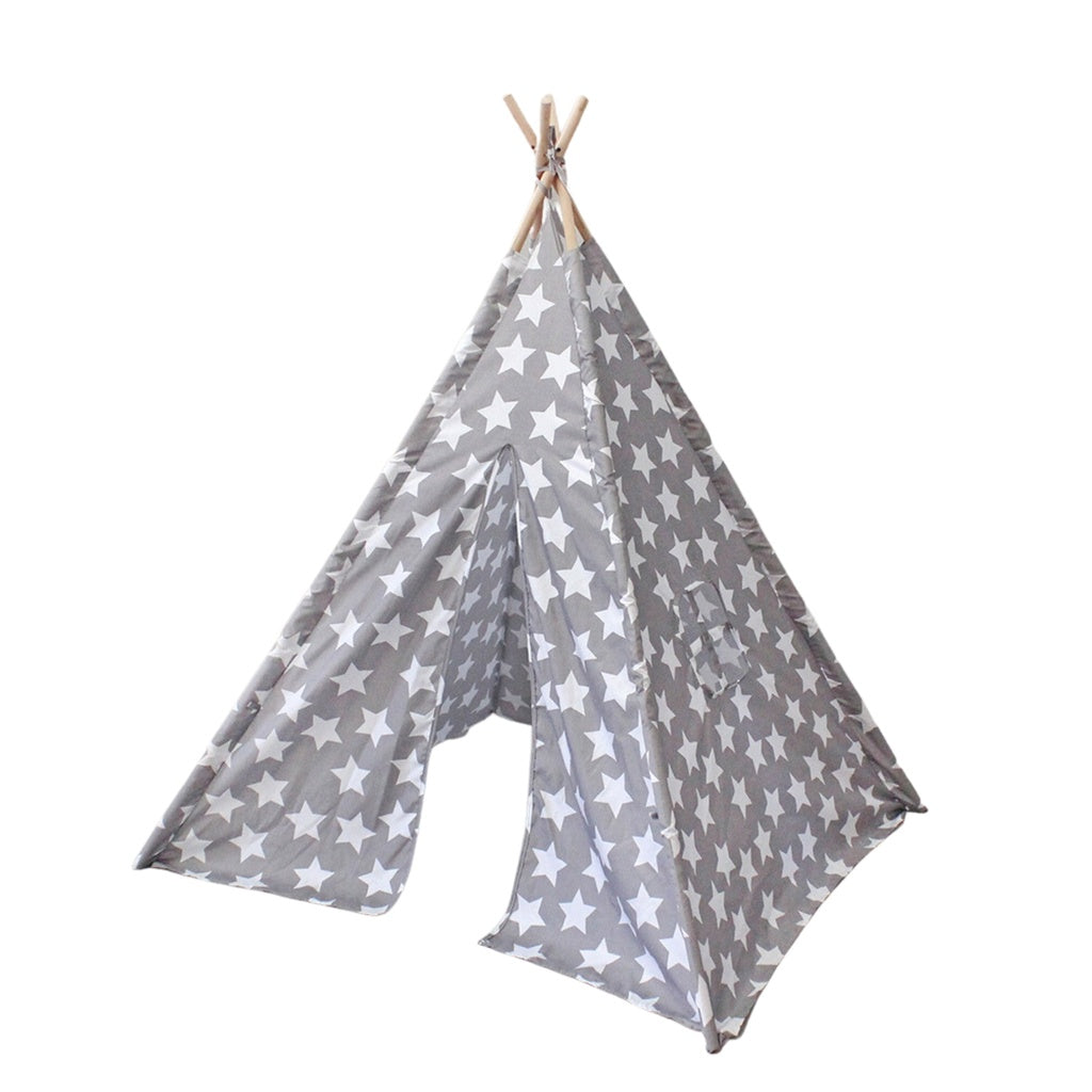 GOMINIMO Kids Teepee Tent with Side Window and Carry Case - Grey Star