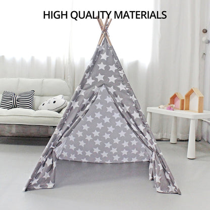 GOMINIMO Kids Teepee Tent with Side Window and Carry Case - Grey Star
